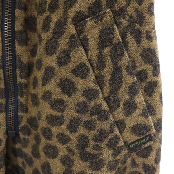 HYSTERIC GLAMOUR ヒステリックグラマー ウールブレンド アニマル柄 ノーカラーコート M 茶系 レディース