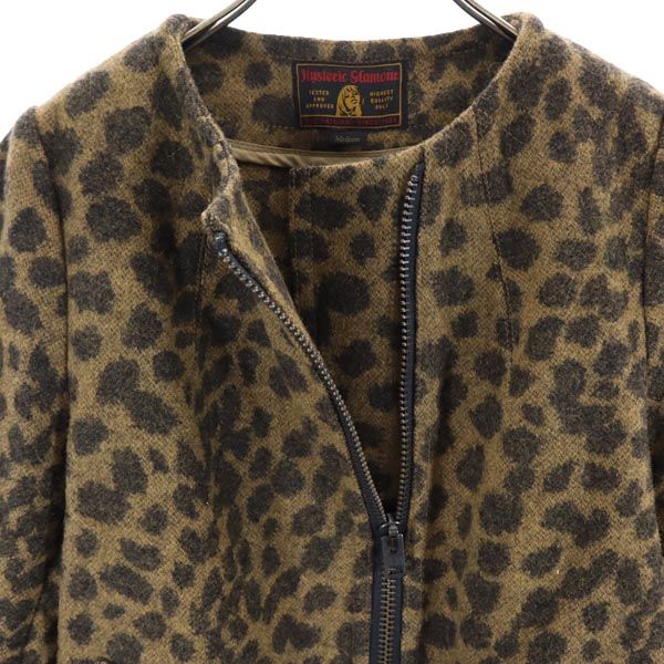 HYSTERIC GLAMOUR ヒステリックグラマー ウールブレンド アニマル柄 ノーカラーコート M 茶系 レディース