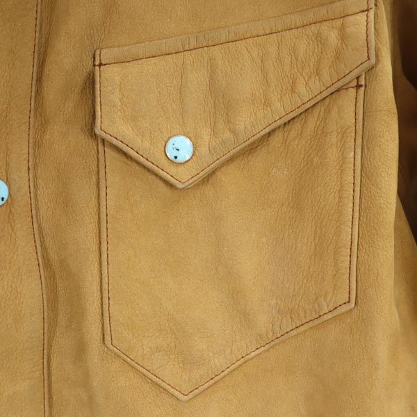 インディアンモーターサイクル ステアハイド 長袖 ウエスタンシャツ 38 茶系 Indian Motorcycle シュガーケーン メンズ