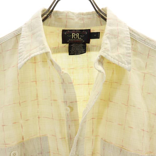 RRL ダブルアールエル 90s 赤3星 初期タグ 総柄 半袖 シャツ M ベージュ系 RALPH LAUREN メンズ