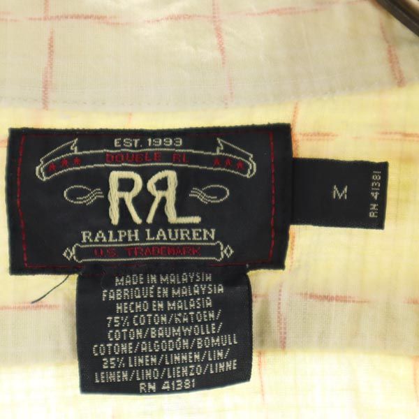 RRL ダブルアールエル 90s 赤3星 初期タグ 総柄 半袖 シャツ M ベージュ系 RALPH LAUREN メンズ