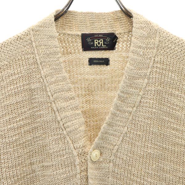 RRL ダブルアールエル 1ツ星 シルク100% 長袖 Vネック ニット カーディガン S ベージュ メンズ