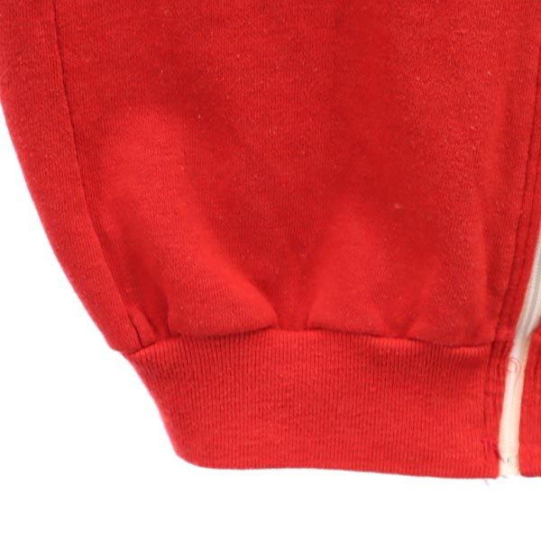 Champion チャンピオン 80s USA製 ヴィンテージ プリント 長袖 ジップジャケット L 赤 トレーナー 裏起毛 メンズ