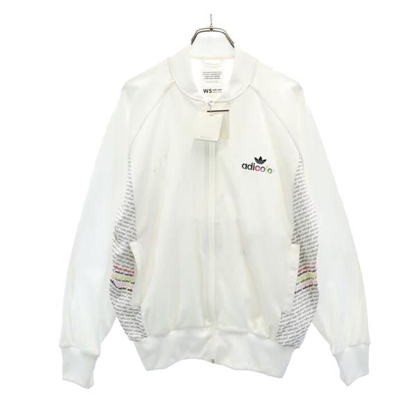 adicolor adidas アディカラー アディダス ロゴ刺繍 ジップジャケット L ホワイト系 裏起毛 プルオーバー トレーナー メンズ