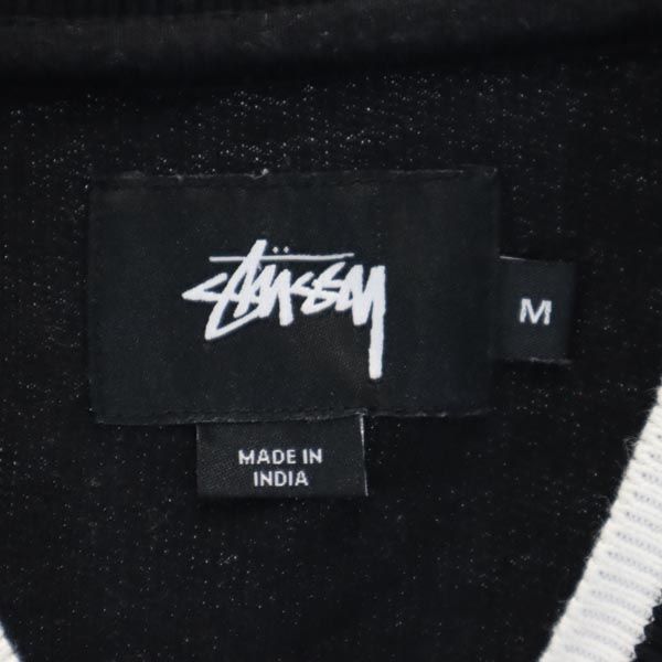 STUSSY ステューシー ロゴ刺繍 長袖 スウェット トレーナー M 黒 メンズ