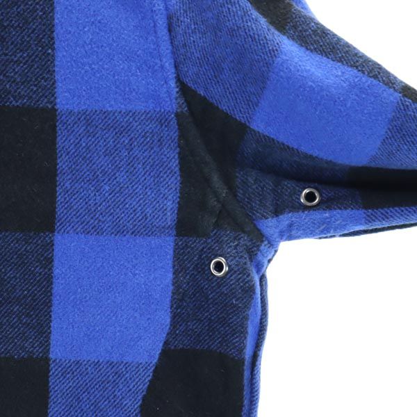 Milok ミロック 日本製 ギンガムチェック柄 長袖 シャツ S 青×黒 メンズ