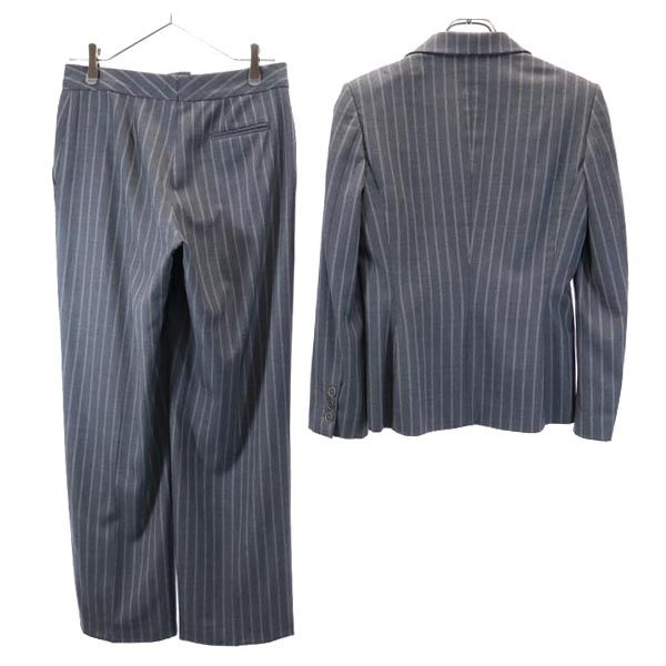 Salvatore Ferragamo サルヴァトーレフェラガモ イタリア製 ウール ストライプ スーツ 上下 セットアップ I 42 グレー レディース