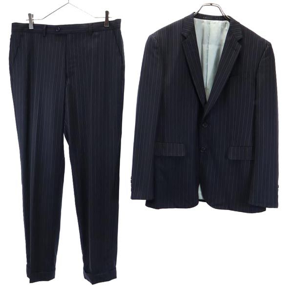 Paul Smith ポールスミス ゼニア ウール ストライプ柄 スーツ 上下 セットアップ C100-W88-H175 濃紺 Zegna メンズ