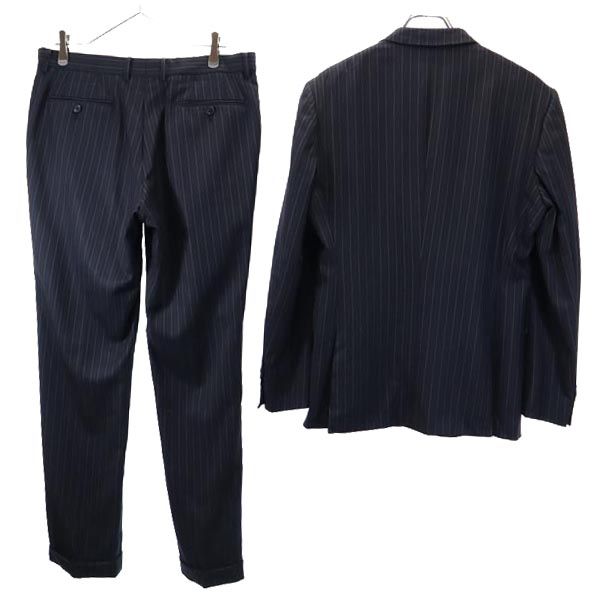 Paul Smith ポールスミス ゼニア ウール ストライプ柄 スーツ 上下 セットアップ C100-W88-H175 濃紺 Zegna メンズ