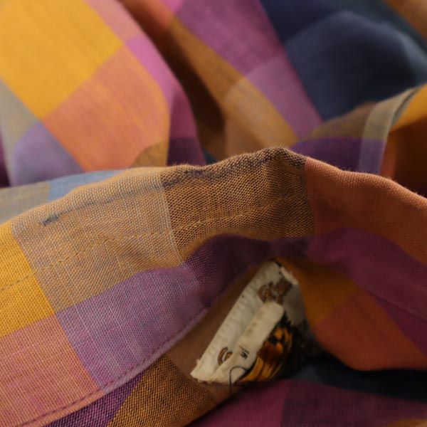 Career Club 70s ヴィンテージ チェック柄 長袖 ハーフボタン ボタンダウンシャツ S メンズ