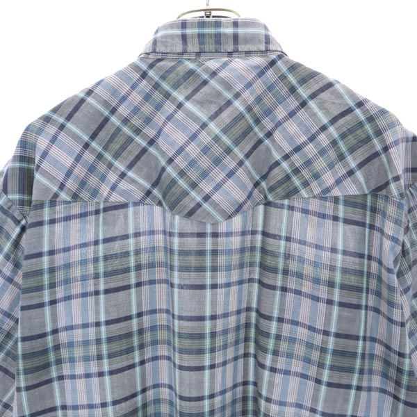 エリー 70s 80s ヴィンテージ チェック 半袖 ウエスタンシャツ 2XBIG グレー系 ELY メンズ