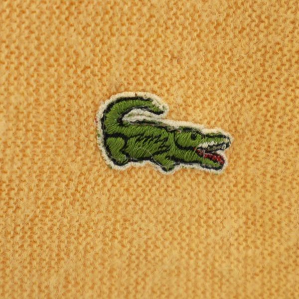 IZOD アイゾッド 60s USA製 ヴィンテージ ワンポイントロゴ刺繍 長袖 ニット カーディガン L イエロー系 メンズ