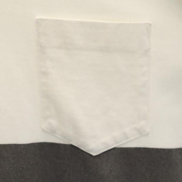 ID DAILYWEAR アイディーデイリーウェア 日本製 ボーダー柄 長袖 Tシャツ S 白×グレー ロンT 胸ポケット カットソー メンズ