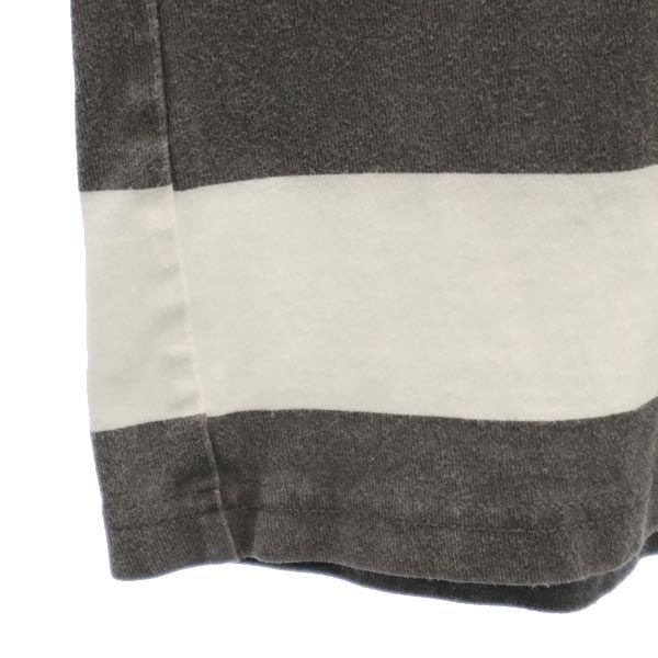 ID DAILYWEAR アイディーデイリーウェア 日本製 ボーダー柄 長袖 Tシャツ S 白×グレー ロンT 胸ポケット カットソー メンズ