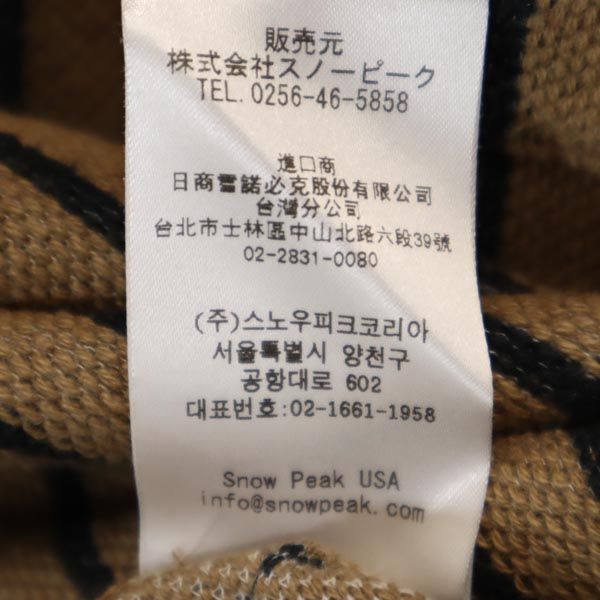 スノーピーク 日本製 ストライプ柄 半袖 ボートネック Tシャツ M ブラウン×ブラック snowpeak カットソー メンズ