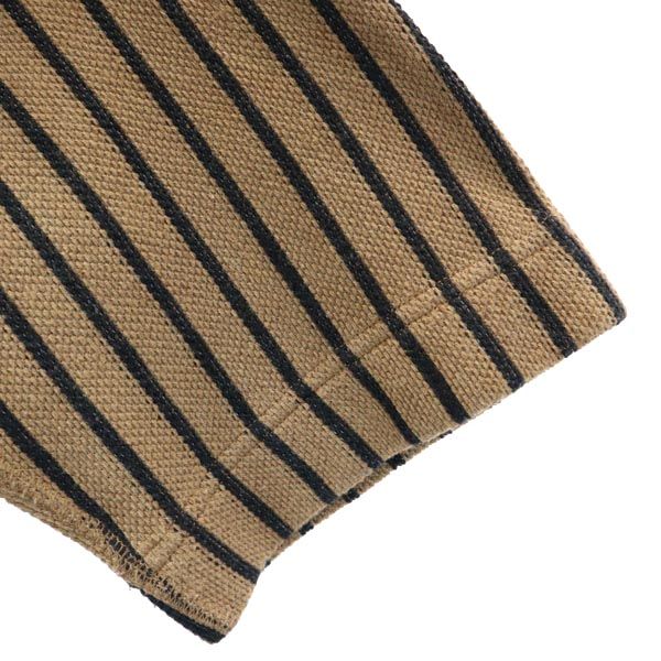 スノーピーク 日本製 ストライプ柄 半袖 ボートネック Tシャツ M ブラウン×ブラック snowpeak カットソー メンズ