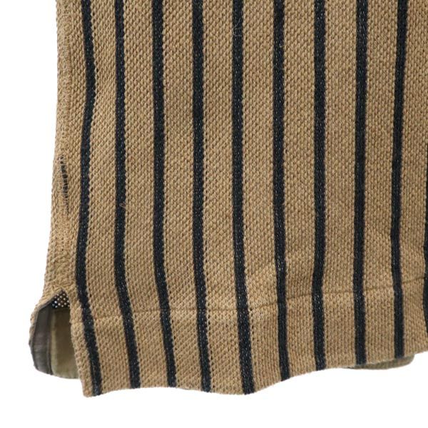 スノーピーク 日本製 ストライプ柄 半袖 ボートネック Tシャツ M ブラウン×ブラック snowpeak カットソー メンズ