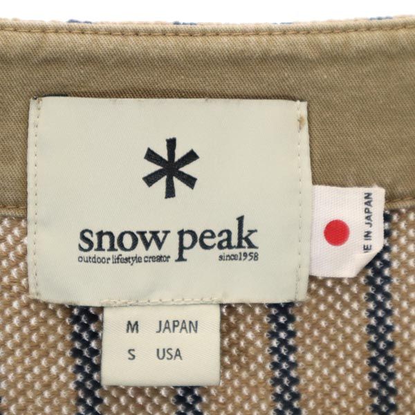 スノーピーク 日本製 ストライプ柄 半袖 ボートネック Tシャツ M ブラウン×ブラック snowpeak カットソー メンズ