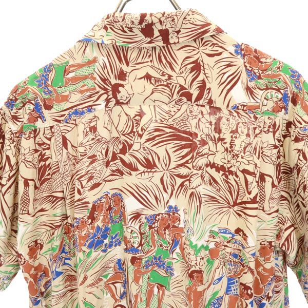 SUN SURF サンサーフ 総柄 半袖 アロハシャツ ベージュ系 メンズ