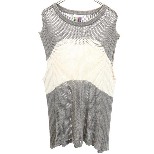 FACTOTUM ファクトタム 日本製 リネンブレンド ノースリーブ メッシュ オーバーサイズ セーター F グレー系 ニット メンズ