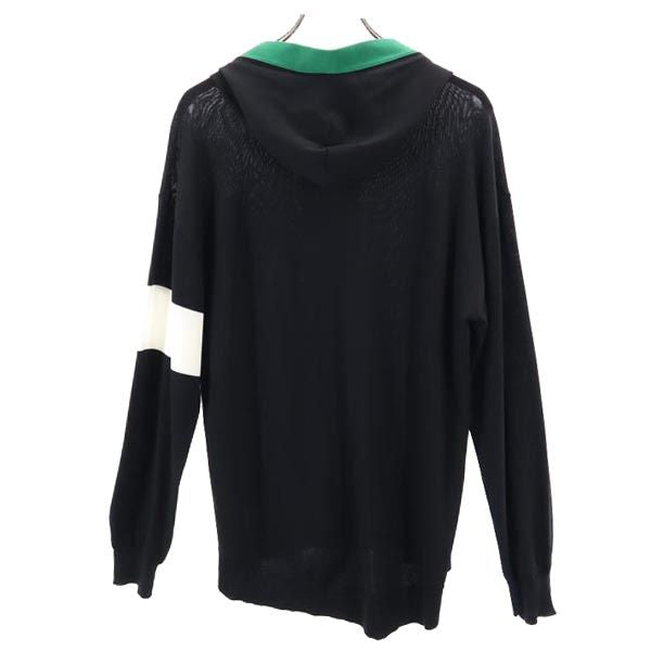 β ベータメン 長袖 ニット ジップパーカー M ブラック×グリーン メンズ