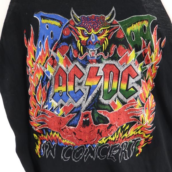 70s オールド ヴィンテージ 両面ペインティング プリント 半袖 パキ綿 Tシャツ M 黒×白 メンズ