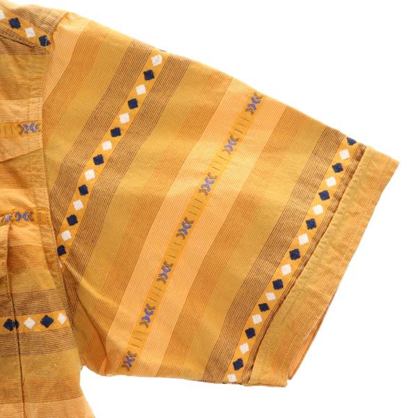 Indian インディアン 東洋エンタープライス ボーダー柄 半袖 ウエスタンシャツ M オレンジ系 メンズ