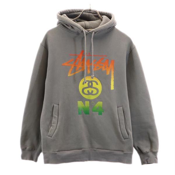 STUSSY ステューシー 長袖 スウェットパーカー S グレー系 裏起毛 メンズ