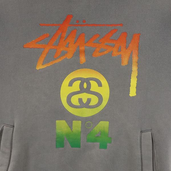 STUSSY ステューシー 長袖 スウェットパーカー S グレー系 裏起毛 メンズ