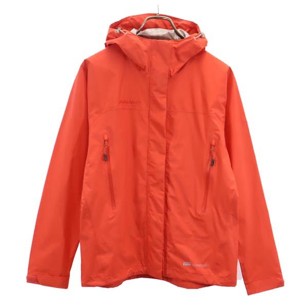Mammut マムート アウトドア ナイロンジャケット M オレンジ系 収納ポーチ付き レディース