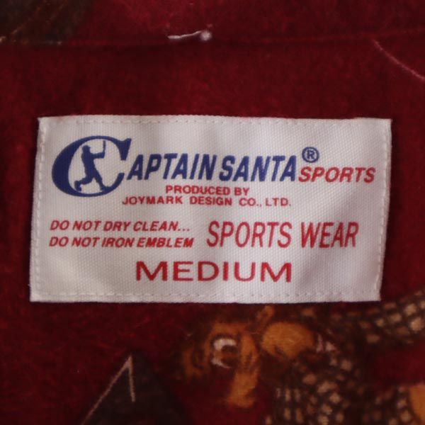 CAPTAIN SANTA キャプテンサンタ 日本製 総柄 長袖 ボタンダウン ネルシャツ M えんじ SPORTS メンズ