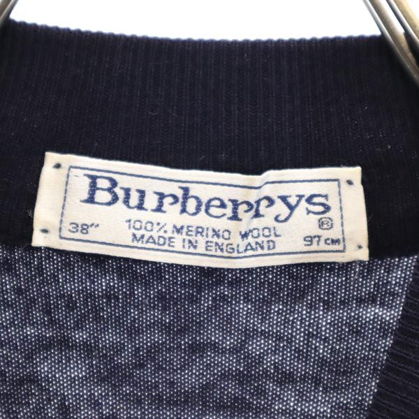 Burberrys バーバリーズ 英国製 ウール 長袖 セーター 38 ネイビー系 ニット レディース