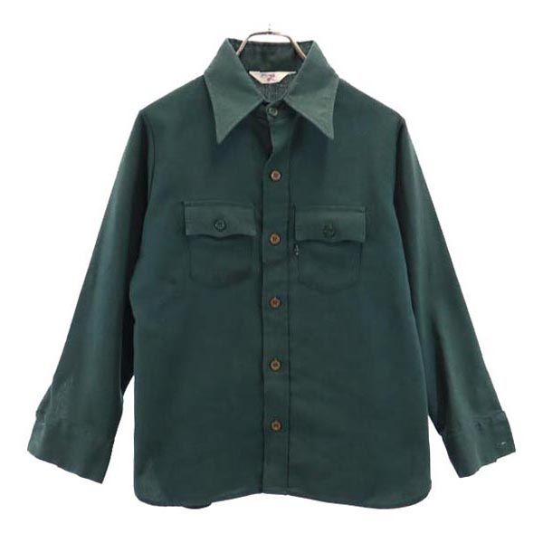 Levi's リーバイス 70s オールド ヴィンテージ ビッグE 長袖 シャツ グリーン レディース