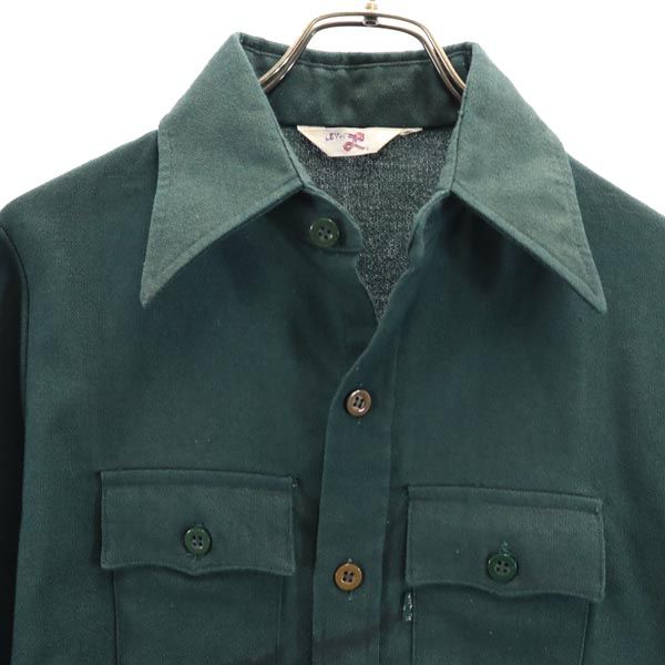 Levi's リーバイス 70s オールド ヴィンテージ ビッグE 長袖 シャツ グリーン レディース