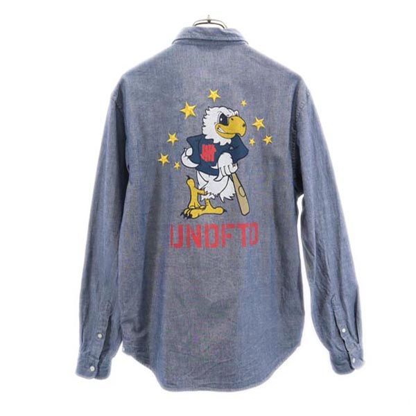 アンディフィーティド バックプリント 長袖 ボタンダウンシャツ M ブルー系 メンズ