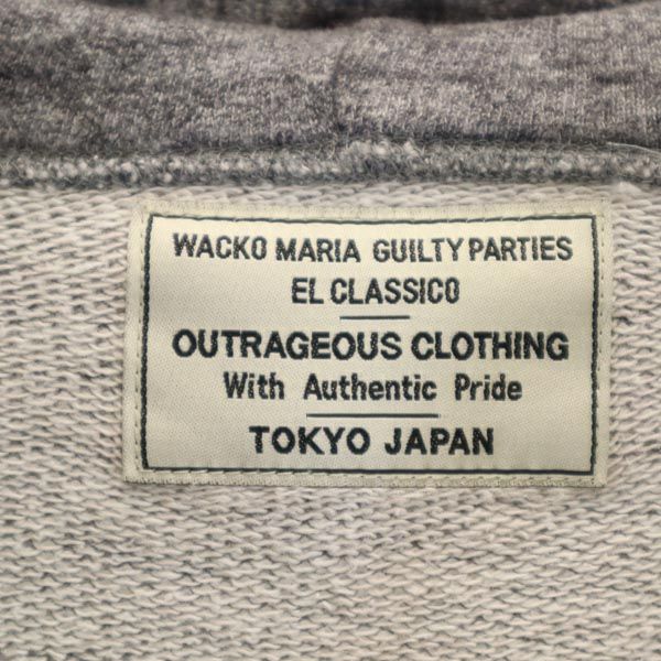 WACKO MARIA ワコマリア 日本製 バックプリント 長袖 スウェット ジップパーカー L グレー メンズ
