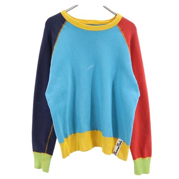 HUMAN MADE ヒューマンメイド クレイジーパターン 長袖 スウェット トレーナー S ブルー系 裏起毛 メンズ