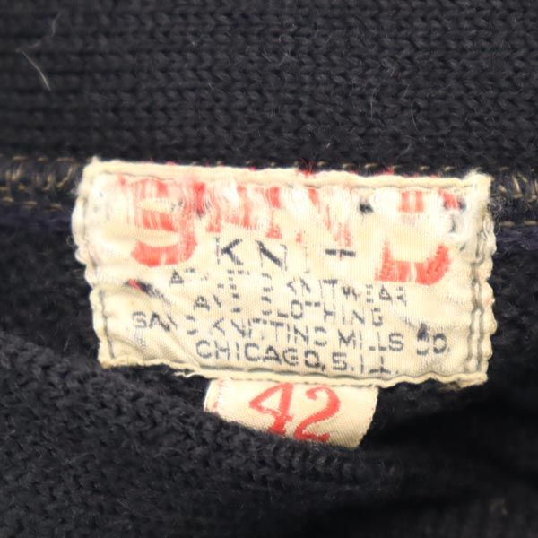 SANDKNIT サンドニット 40s 50s レタード 長袖 ニット カーディガン 42 ブラック系 メンズ