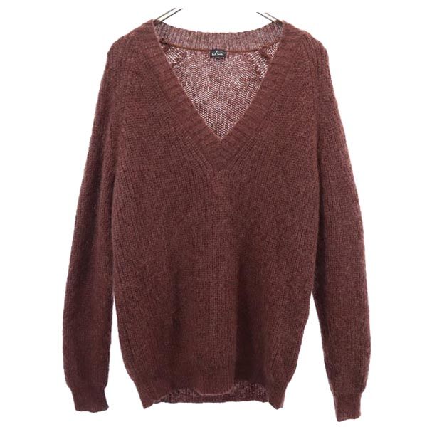 Paul Smith ポールスミス モヘヤ混合 長袖 Vネック ニット XL ブラウン メンズ