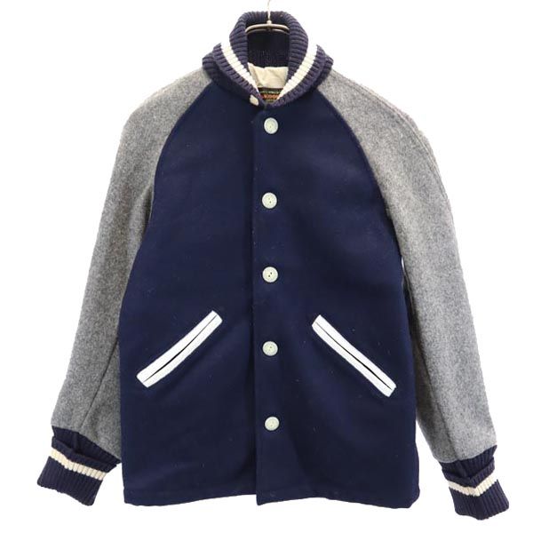 SKOOKUM スクーカム USA製 ボタン スタジャン 30 ネイビー×グレー ショールカラー メンズ