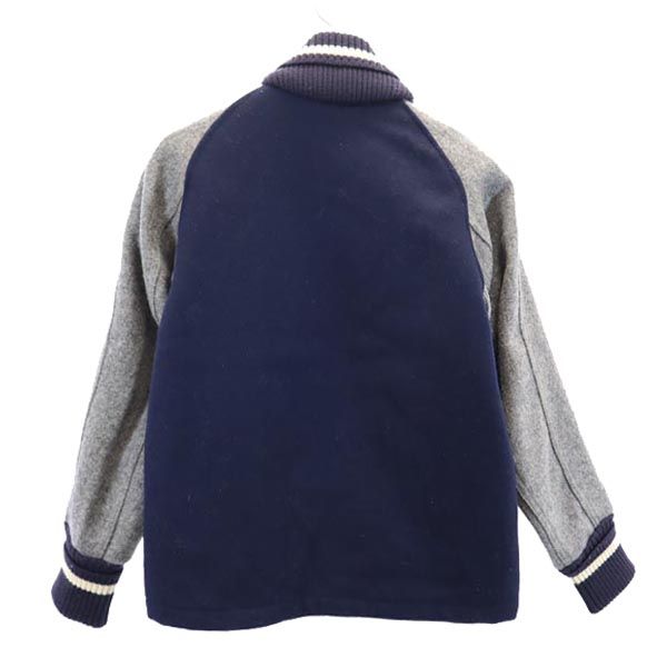 SKOOKUM スクーカム USA製 ボタン スタジャン 30 ネイビー×グレー ショールカラー メンズ