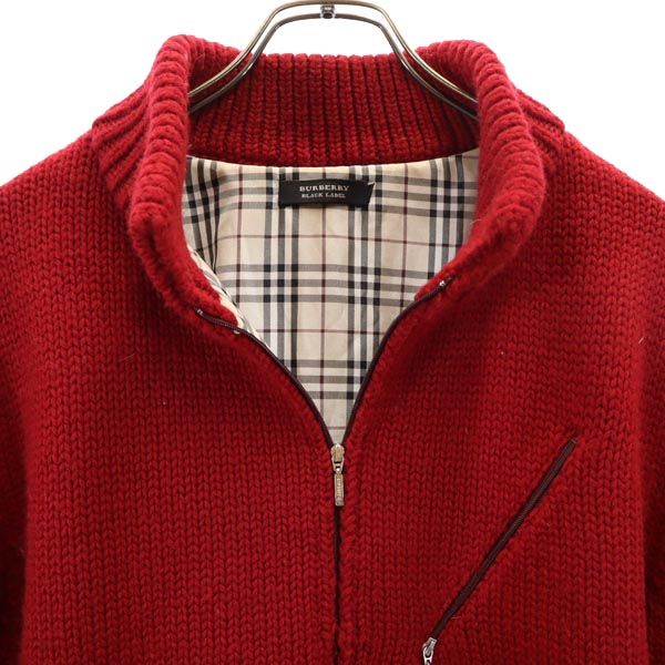 BURBERRY BLACK LABEL バーバリーブラックレーベル 三陽商会 ブルゾン ニットジャケット 2 レッド メンズ