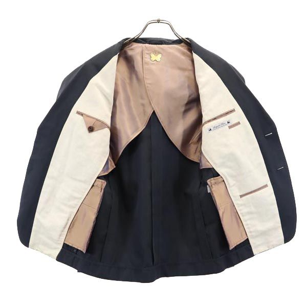 Sasquatchfabrix. サスクワッチファブリックス リネンブレンド クロップド丈 スーツ 上下 セットアップ 上M/下L ネイビー メンズ