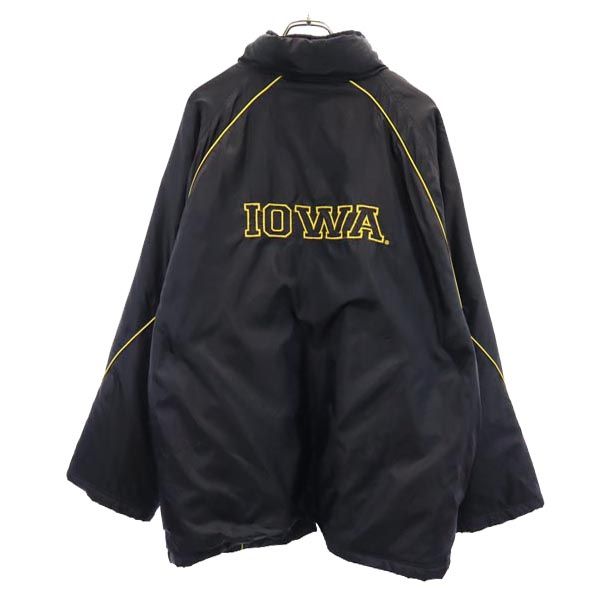 STARTER スターター バック 刺繍 IOWA アイオワ・ホークアイズ 中綿ジャケット XL ブラック TEAM ロゴ メンズ