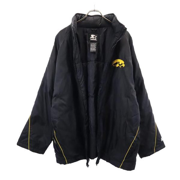 STARTER スターター バック 刺繍 IOWA アイオワ・ホークアイズ 中綿ジャケット XL ブラック TEAM ロゴ メンズ