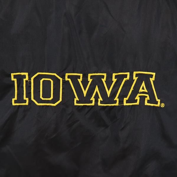 STARTER スターター バック 刺繍 IOWA アイオワ・ホークアイズ 中綿ジャケット XL ブラック TEAM ロゴ メンズ
