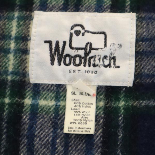 WOOLRICH ウールリッチ 70s ナイロンブレンド ヴィンテージ 長袖 フード ジャケット M ブルー系 裏チェック メンズ