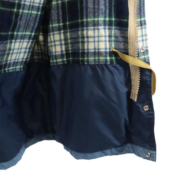 WOOLRICH ウールリッチ 70s ナイロンブレンド ヴィンテージ 長袖 フード ジャケット M ブルー系 裏チェック メンズ
