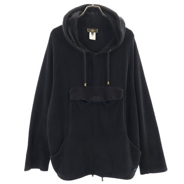 FENDI フェンディ イタリア製 長袖 フリース パーカー 50 ブラック系 プルオーバー メンズ