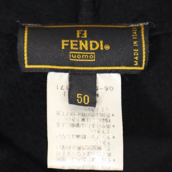 FENDI フェンディ イタリア製 長袖 フリース パーカー 50 ブラック系 プルオーバー メンズ